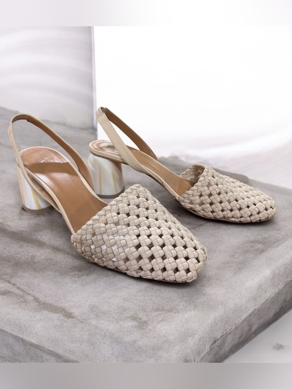 LOQ Nina Woven Leather Slingback Pump Sandal